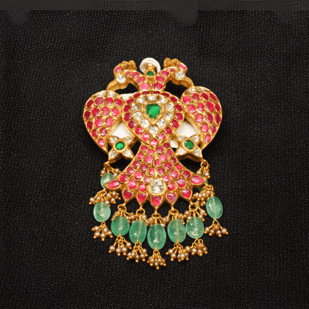 Royal Kundan Peacock Pendant Haar — Siddhivinayak Jewellers